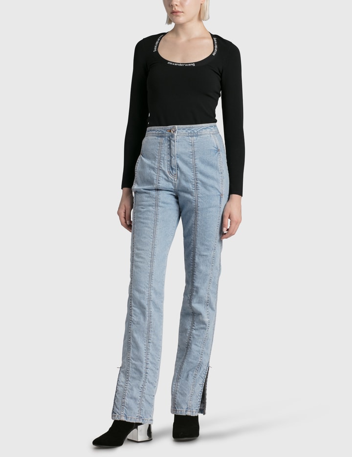 Long Sleeve Jacquard Trim Top Placeholder Image