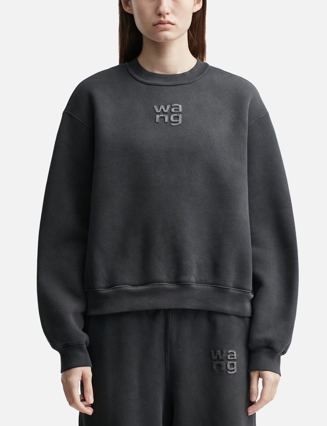 Crewneck Sweatshirt with Hotfix Logo Crewneck Sweatshirt with Hotfix Logo