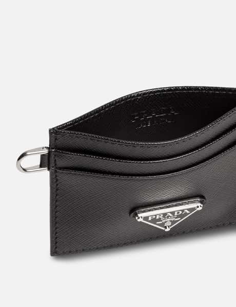 Prada Saffiano Leather Logo Card Holder Black