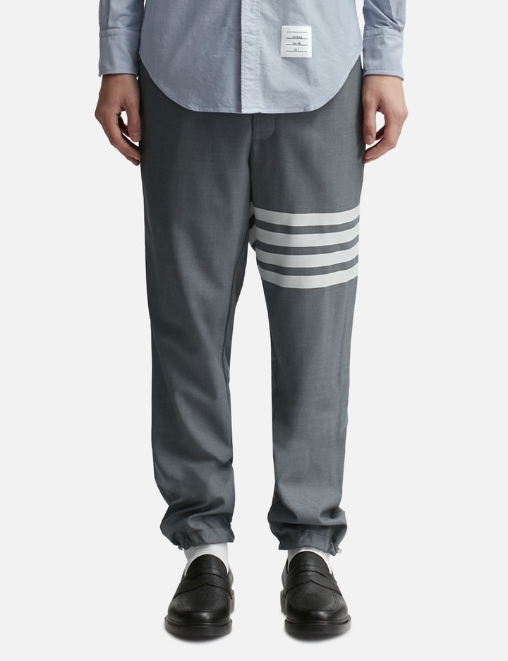 Shop Thom Browne Plain Weave 4-bar Track Trousers In Grey
