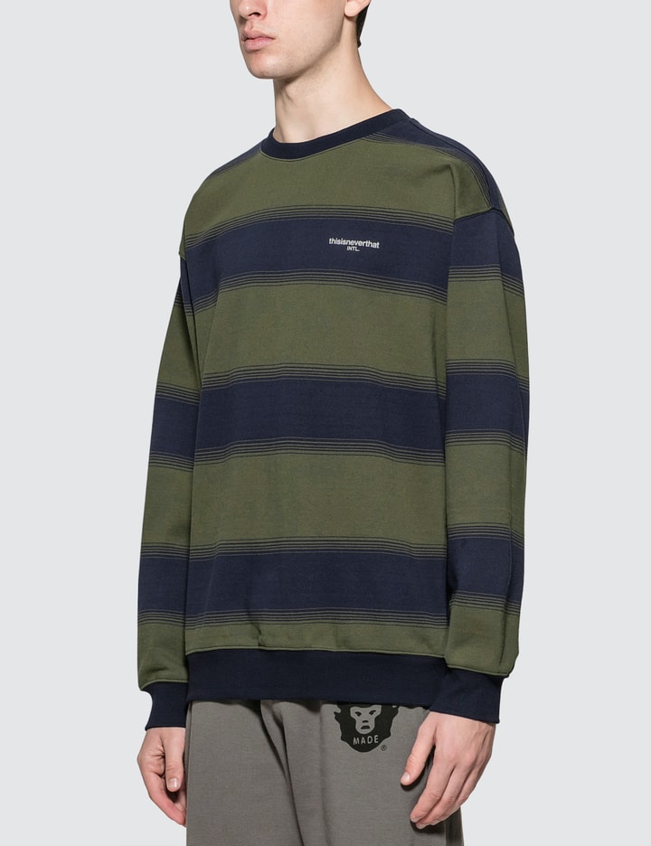 INTL. Striped Crewneck Sweatshirt Placeholder Image