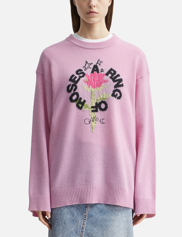 Ganni Graphic Wool Oversized Crewneck