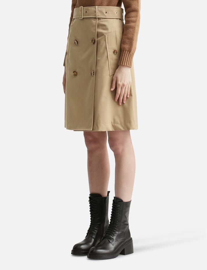 Shop Burberry Cotton Trench Skirt In Beige