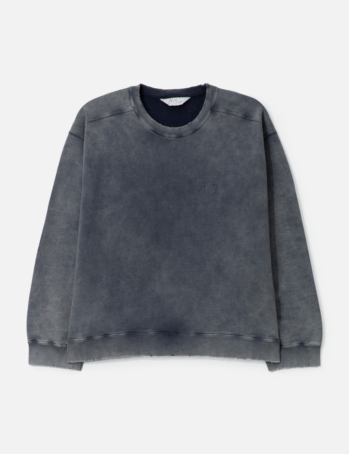 Ancellm Embroidery Dyed Long Sleeve T-shirt In Gray