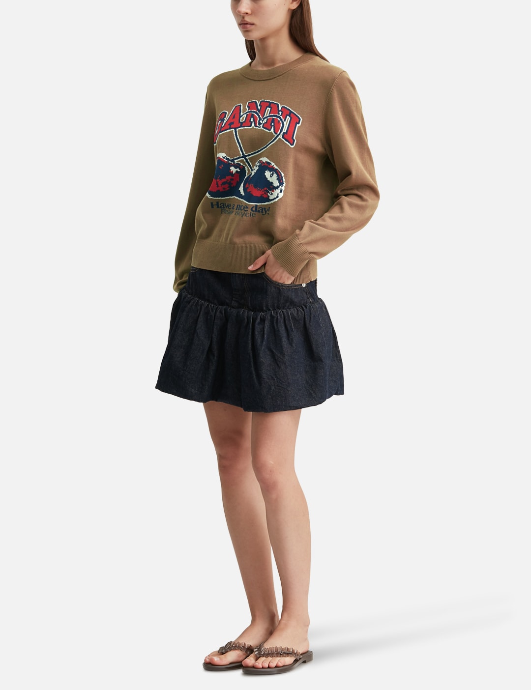 Fine Cotton Graphic Sweater Cherry view 20