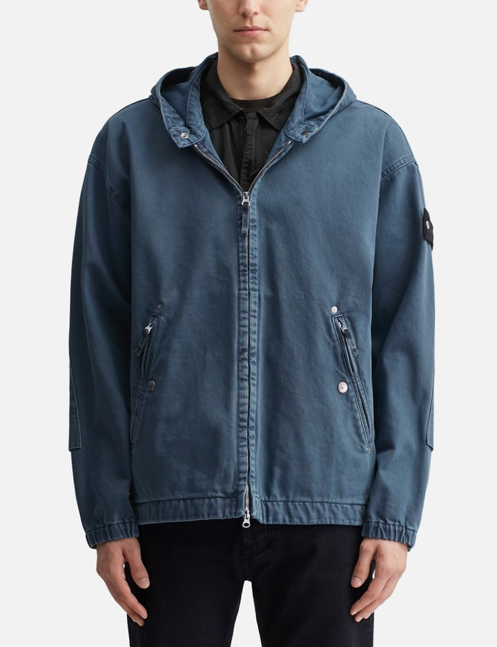 Stone Island Light Bull Denim Indigo Hooded Zipper-Up Jacket