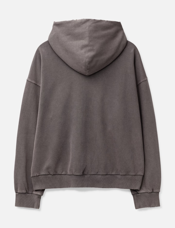 Brown Washed Distressed Zip Up Hoodie Placeholder Image