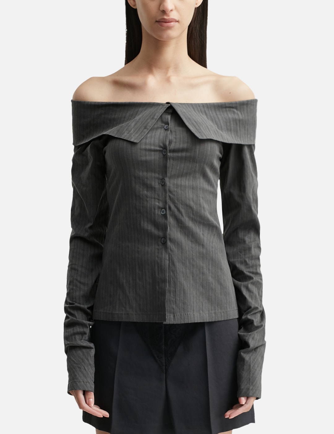 Striped Off Shoulder Shirt view 13