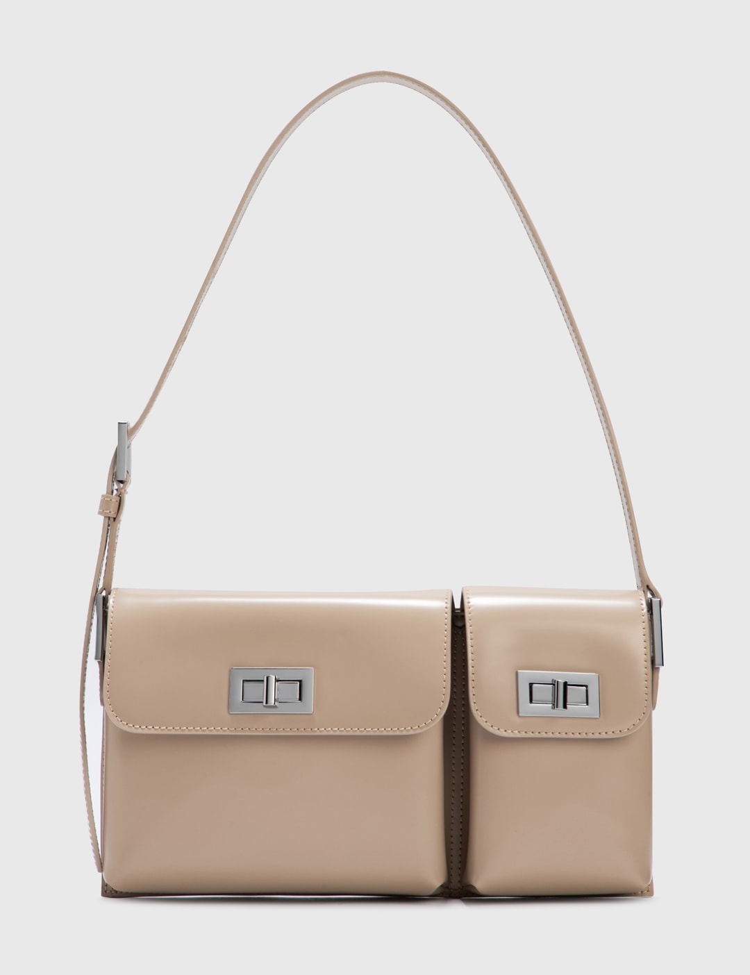BY FAR Brown Semi-patent Billy Two Pouch Bag