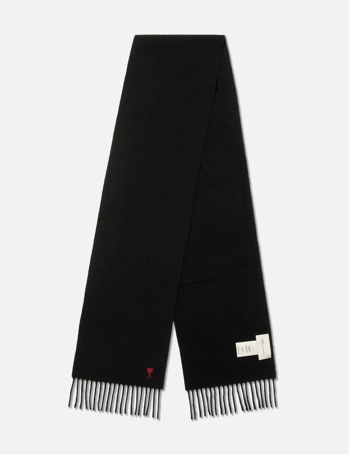 Ami Black Wool Scarf With Ami De Coeur