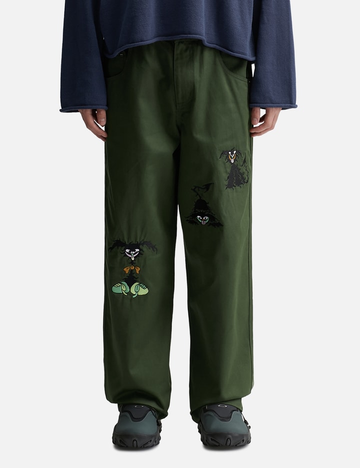 Shop Brain Dead Twisted Snout Embroidered Pants In Green