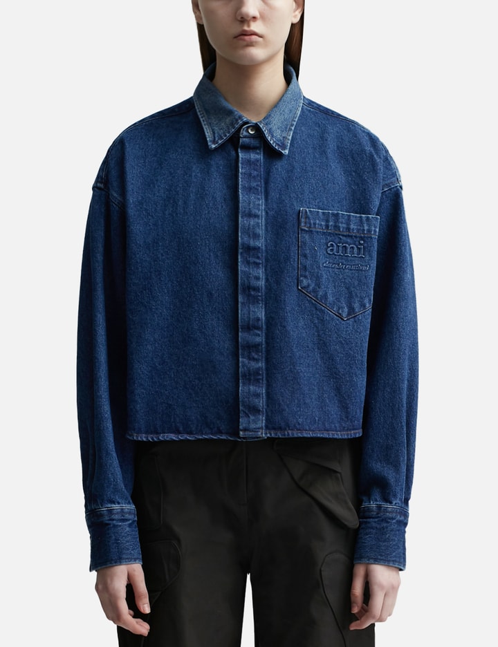 Shop Ami Alexandre Mattiussi Ami Denim Shirt In Blue