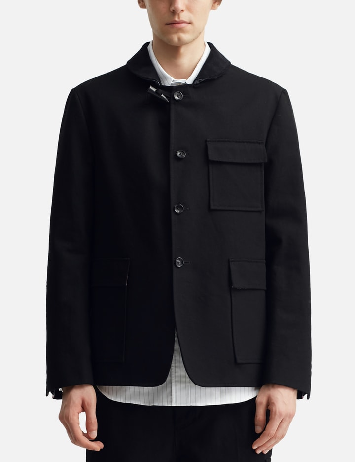 Thom Browne Cotton Canvas Fisherman Shawl Sportcoat In Black
