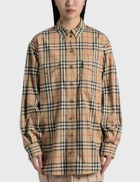 Burberry Vintage Check Stretch Cotton Oversized Shirt HBX