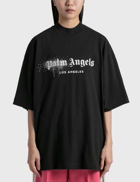 Palm Angels 라인스톤 스프레이 클래식 티셔츠