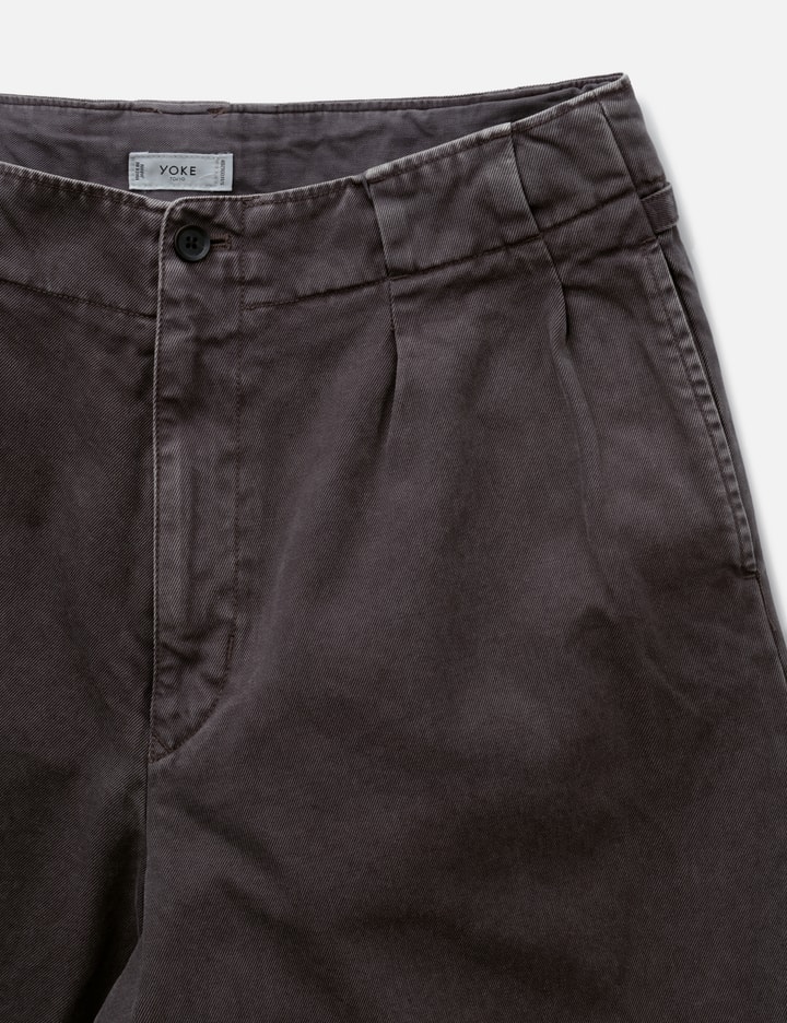Yoke Peached Cotton Twill Garment-Dye 2 Pleated Trousers