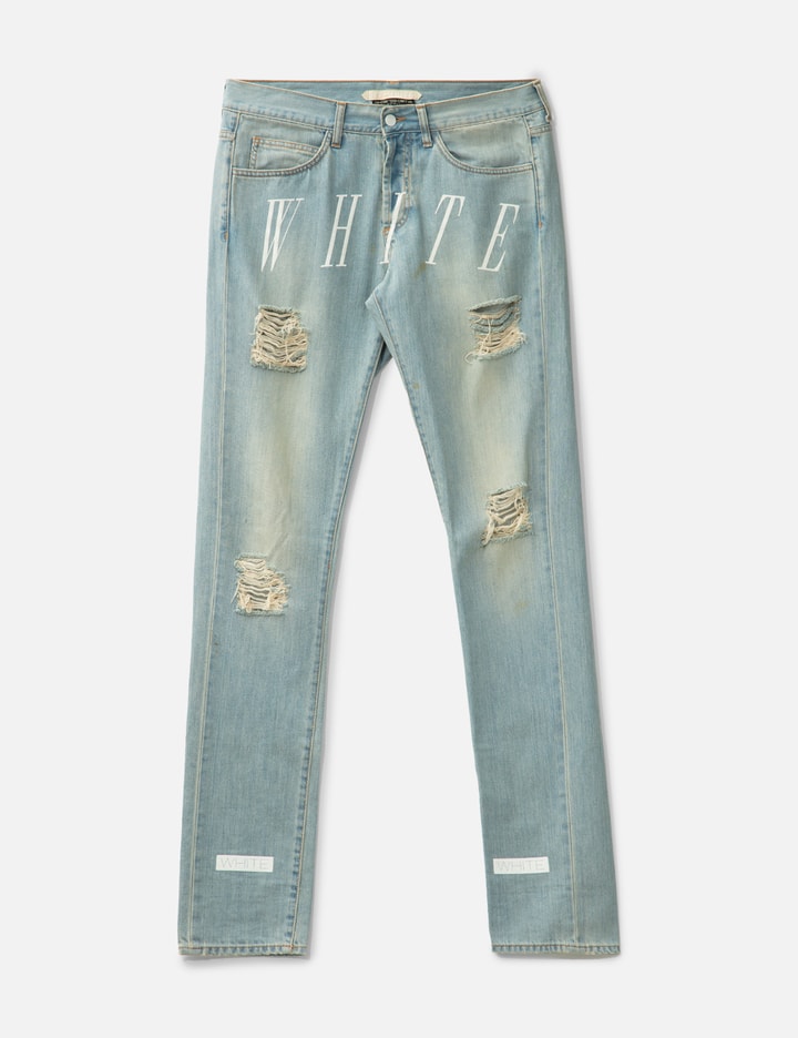 "White" Distressed Slim Jeans Placeholder Image