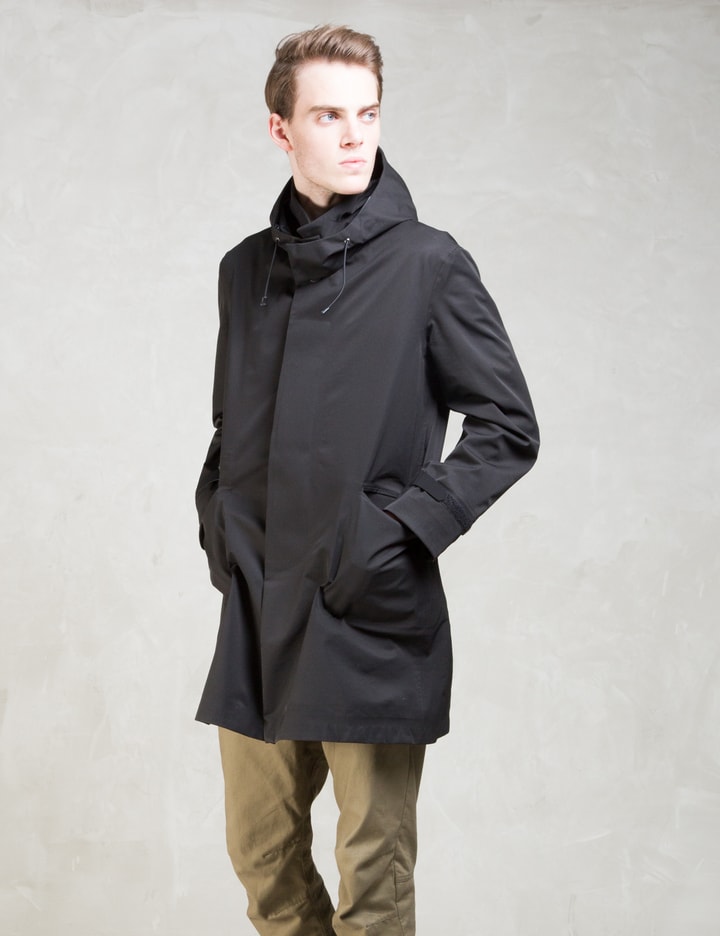 Black Waterproof Stretch 3layer Hooded Coat Placeholder Image