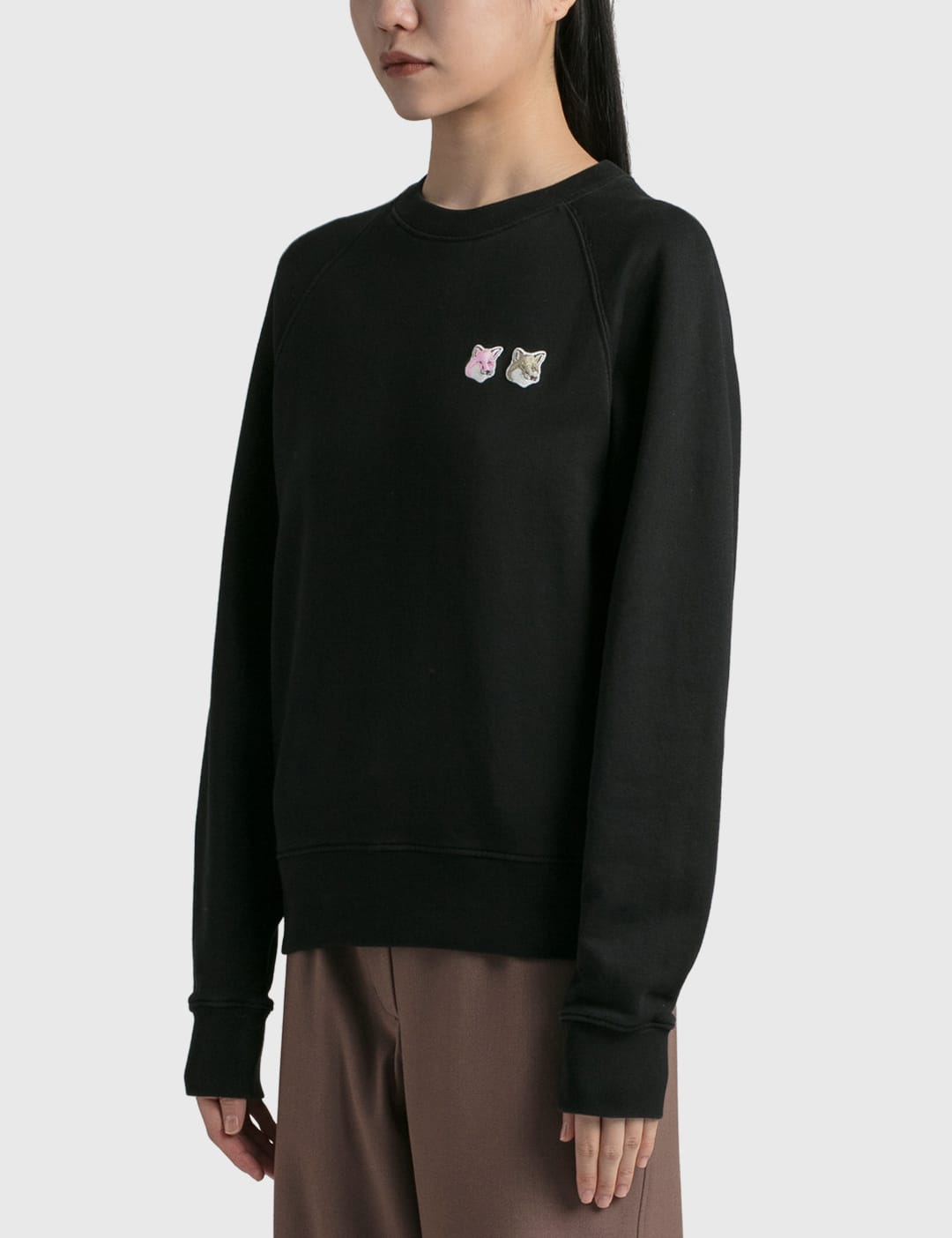 24S Women Clothing Sweaters Sweatshirts Monochrome Double Fox Head Adjusted Sweatshirt 