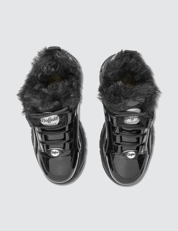 Patent Leather Low Top Platform Sneakers With Fur Placeholder Image