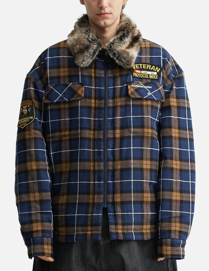 Protocol-Index Fur Flannel Shirts Jacket