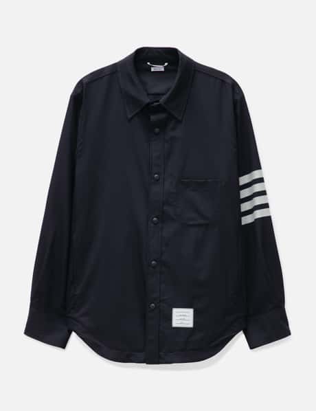 Thom Browne 플레인 위브 4-바 셔츠 재킷