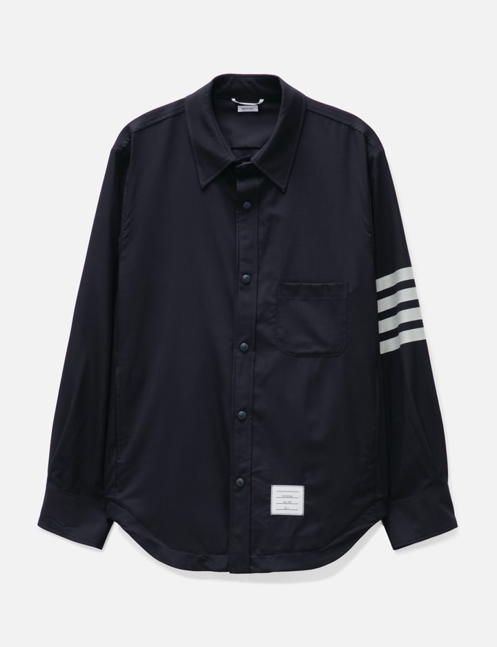 Thom Browne Plain Weave 4-bar Shirt Jacket In Blue