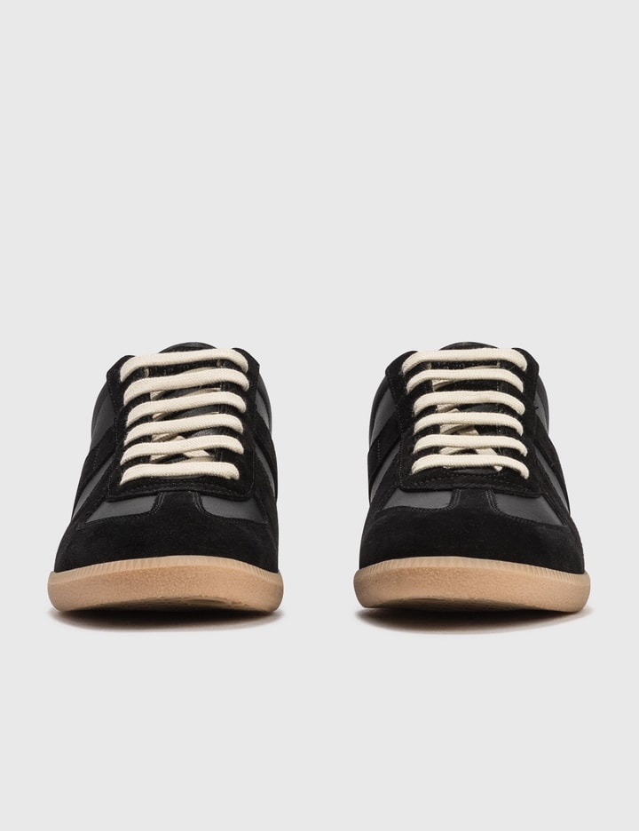 Maison Margiela Casual Low Top Sneakers With Suede Panels In Black