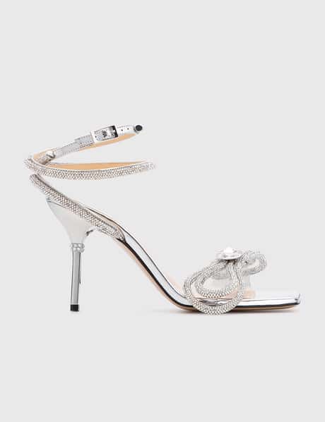Mach & Mach Double Bow Crystalized Square Toe Sandals