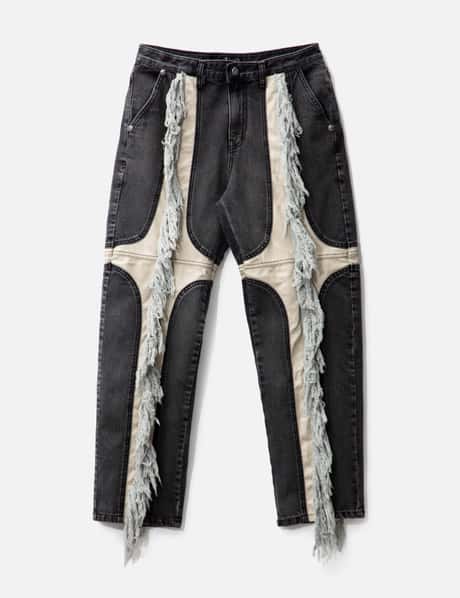 THUG CLUB Mohican Leather Denim Pants