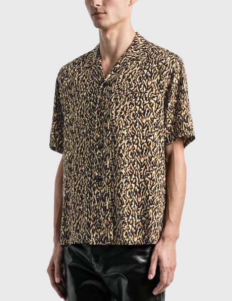 Shop Saint Laurent Tiger Silk Button-Up Shirt