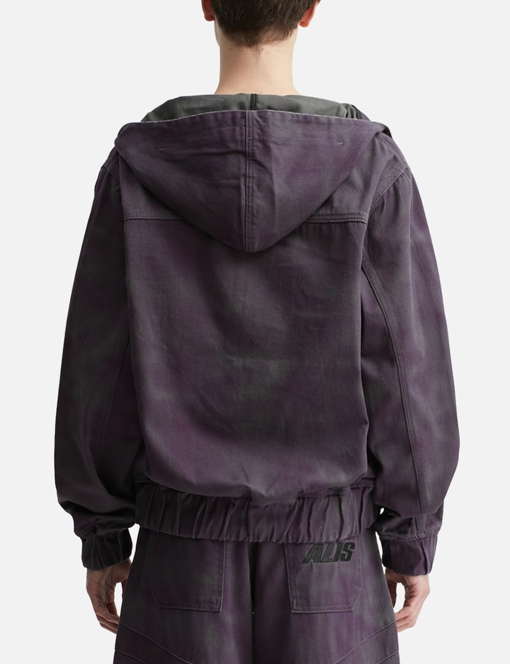 ALIS Cochet Hooded Denim Jacket With Chest Embroidery