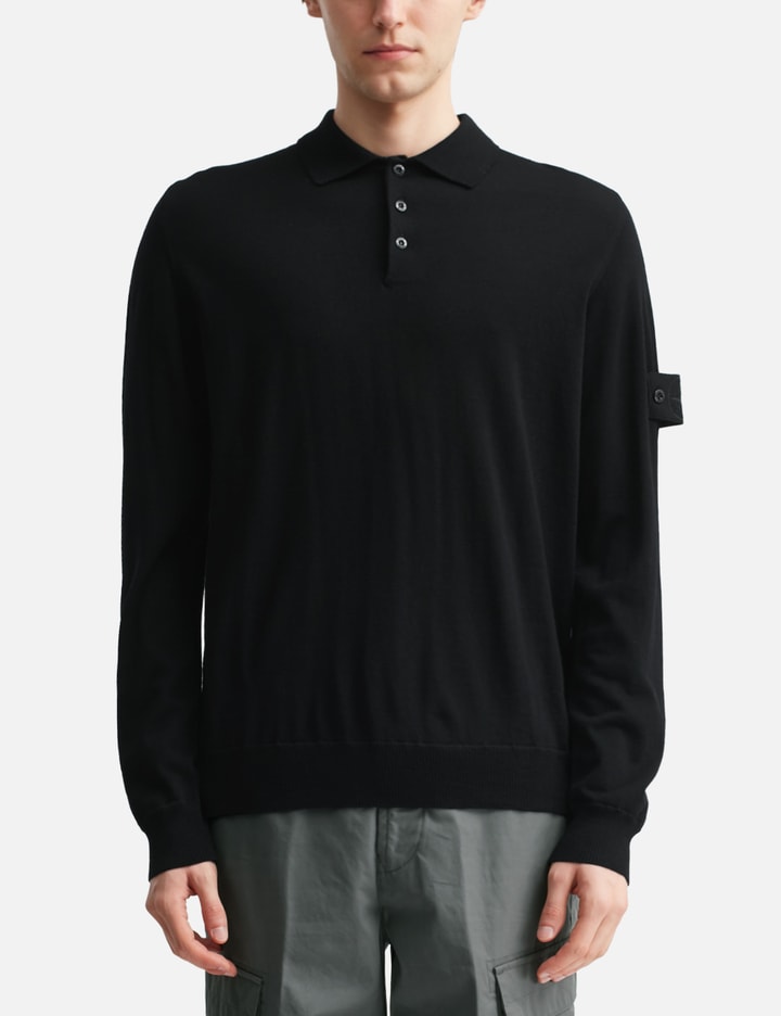 Pure Light RWS Wool_Stone Island Ghost Long-sleeve Polo Jumper Placeholder Image