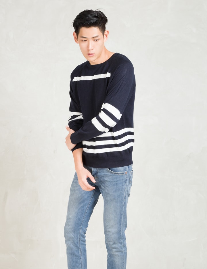 Navy/white Stripes Crewneck Pullover Sweater Placeholder Image