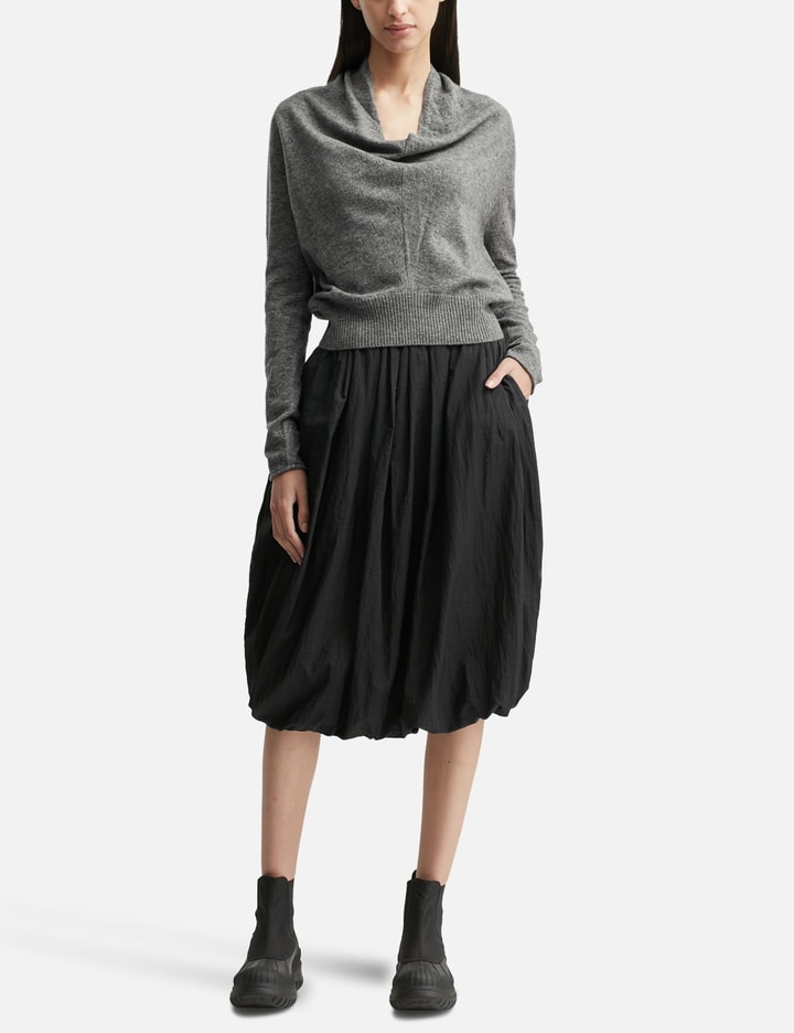 Anggae Eyelet Knit Cowl Neck Pullover In Gray
