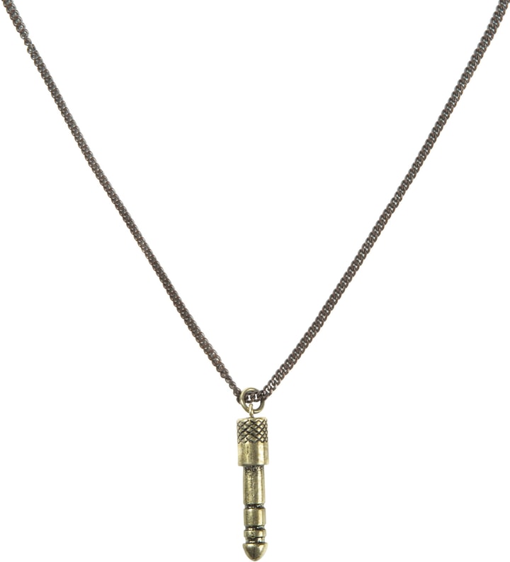 Gold Headphone Jack Pendant Medium Cut Chain Necklace Placeholder Image