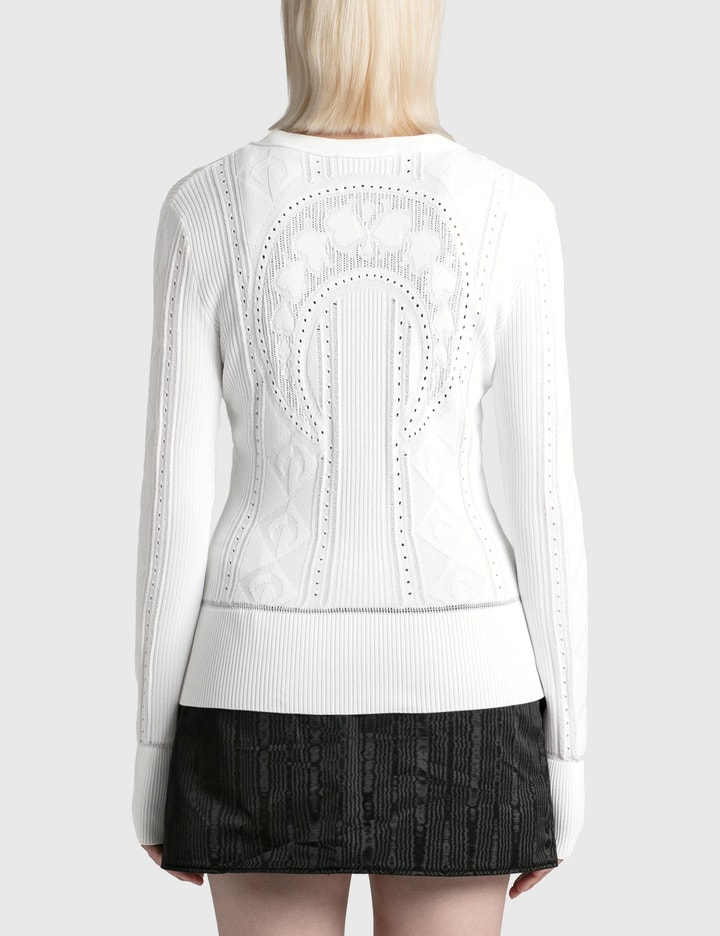 Lunar-pointelle Knit Fitted Cardigan Placeholder Image