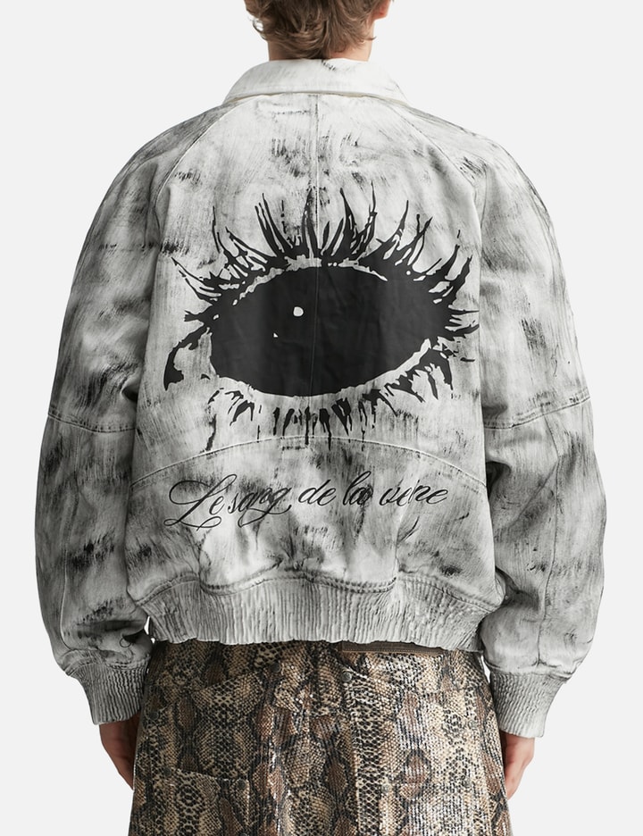 Thought We Friends Bane Waxed Denim Varsity Jacket