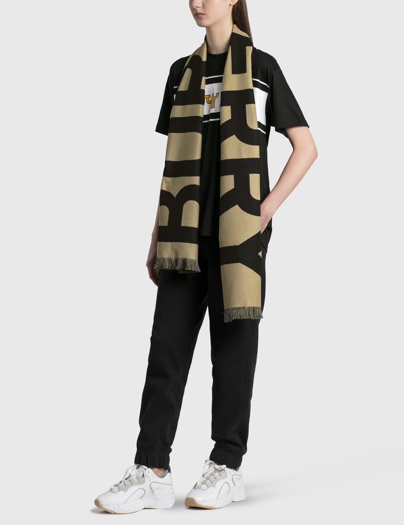 logo wool jacquard scarf