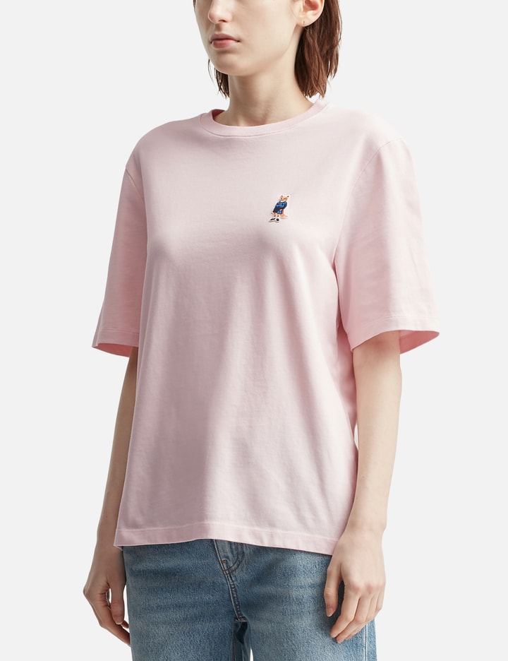 Maison Kitsuné Fox Motif Cotton T-shirt Embroidered Detail In Pink