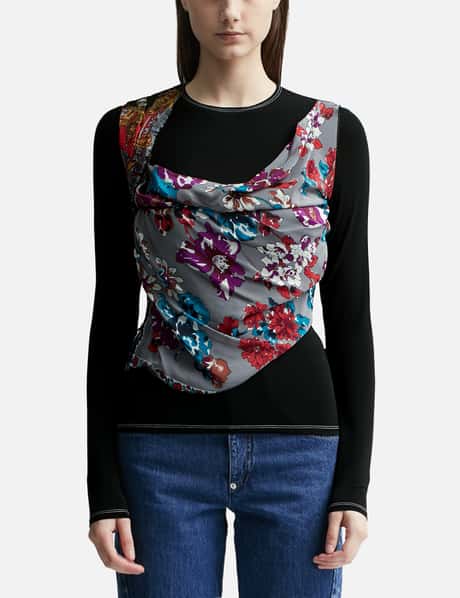 Marine Serre Regenerated Silk Scarves Draped Top