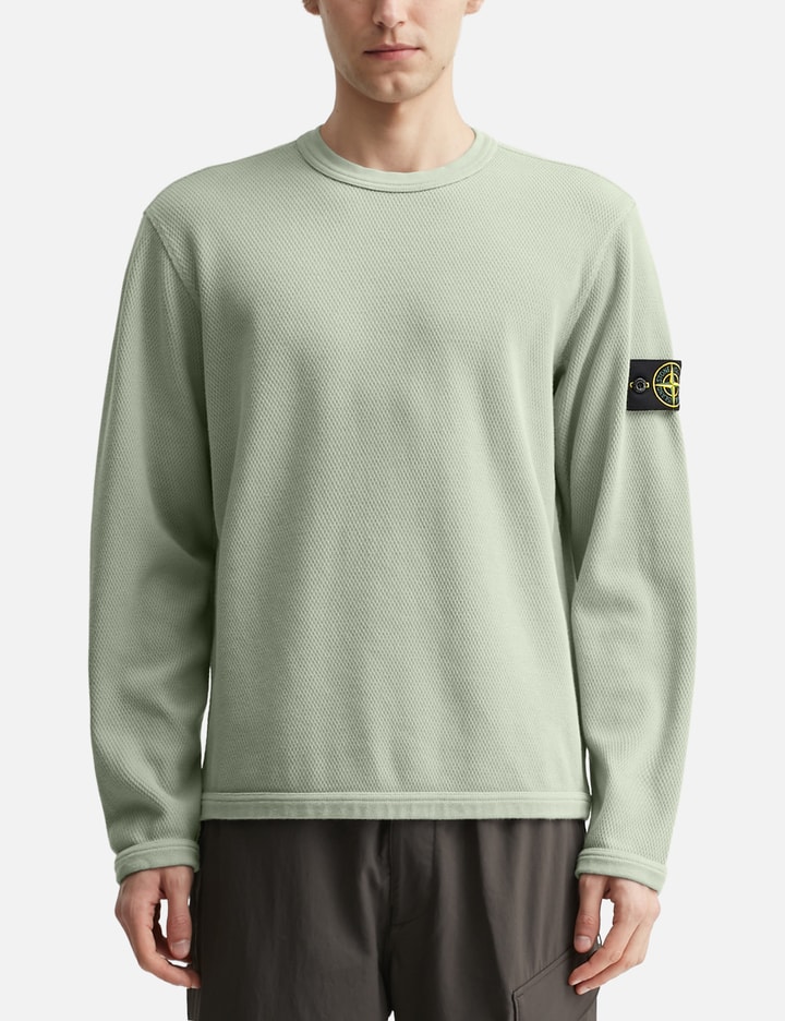 Stone Island Mesh Stitch Organic Cotton Fleece Crewneck Sweatshirt
