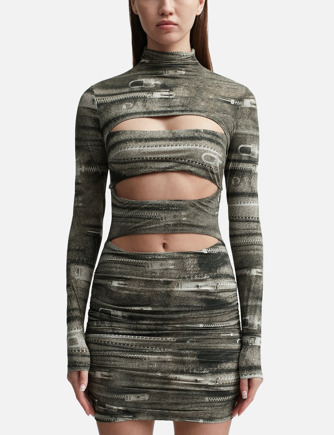 Elena Zipper Turtleneck Mini Dress view 13