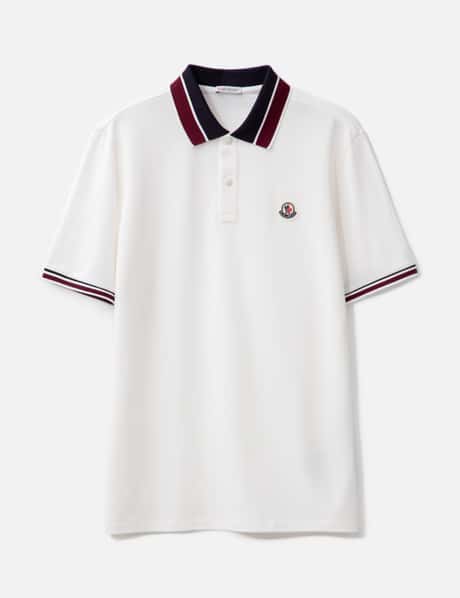 Moncler OPTICAL WHITE LOGO PATCH POLO SHIRT