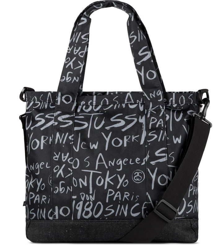 Black Print Stussy x Herschel Supply Co. Cities Tote Bag Placeholder Image