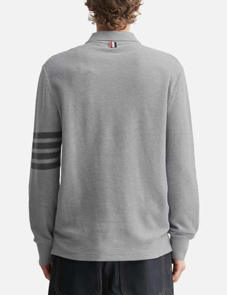 Textured Pique 4-Bar Long Sleeve Polo view 12
