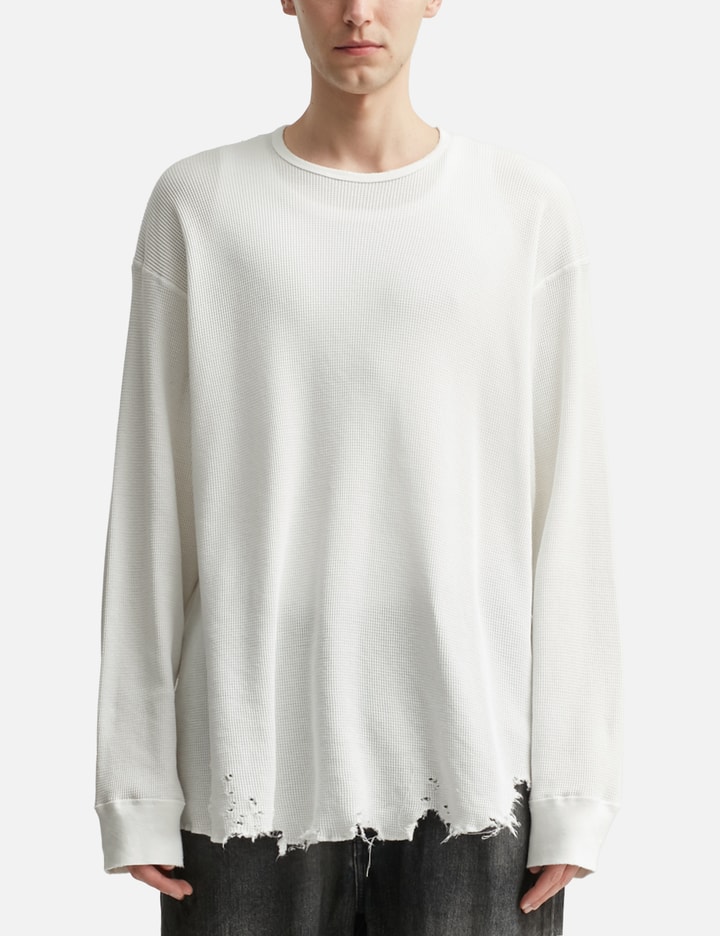 ANCELLM Damage Waffle Crew Long Sleeves T-Shirt