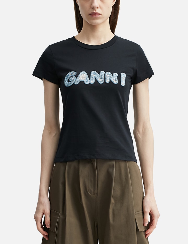 Ganni Ganni Logo Embroidery Baby Fit T-Shirt