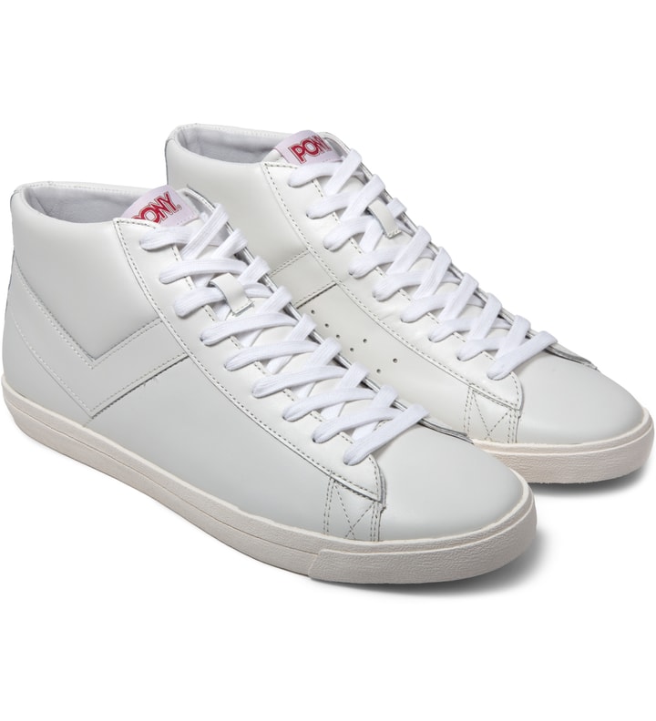 White/White Perf Topstar Hi Leather Sneakers Placeholder Image