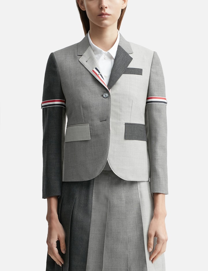 Thom Browne Grey Fun-mix Wool 2 Ply Fresco High Armhole Jacket In Grey